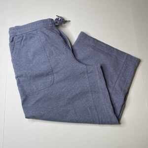 ATHLETA Farallon Heathered Wide Leg Crop Drawstring Pockets Cotton‎ Blue/Grey